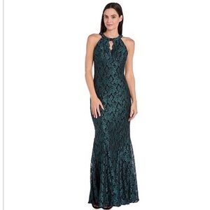 R&M Richards Black Lace Prom Dress